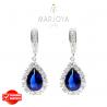 Orecchini a goccia pendenti in argento 925 con zirconi bianchi e blu