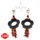orecchini in argento 925 rodiato con onice e corallo naturale