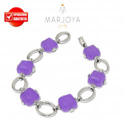 Bracciale con quarzo glicine in argento 925 rodiato