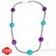 Collana girocollo corto con ematite e quarzo viola e verde tiffany in argento 925