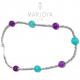 Collana girocollo corto con ematite e quarzo viola e verde tiffany in argento 925