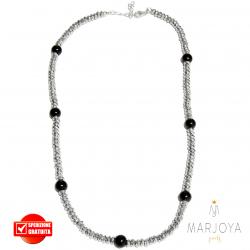 Collana girocollo corto con ematite e onice nero in argento 925