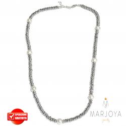 Collana girocollo corto con ematite e perle in argento 925