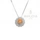 Collana punto luce in argento 925 con pavè di zirconi bianchi e arancio