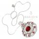 Collana con medaglione traforato in argento 925 e zirconi bianchi e rosso rubino