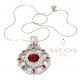 Collana con medaglione traforato in argento 925 e zirconi bianchi e rosso rubino