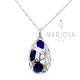 Collana con pendolo pendente in argento 925 con zirconi bianchi e blu