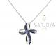 Collana con croce pendente in argento 925 e zirconi blu