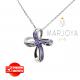 Collana con croce pendente in argento 925 e zirconi viola