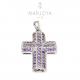 Croce pendente in argento 925 con pavè di zirconi viola