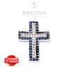 Croce pendente in argento 925 con zirconi bianchi e blu, bicolore
