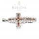 Croce pendente in argento 925 con zirconi multicolor, bicolore