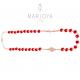Rosario con swarovski rossi in argento 925 rosè,collana girocollo