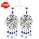 Orecchini pendenti alla zingara con turchese e quarzo blu in argento 925