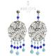 Orecchini pendenti alla zingara con turchese e quarzo blu in argento 925