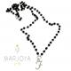 Collana lunga con iniziale "F", swarovski neri e argento 925, stile rosario