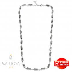 Collana girocollo stile rosario con baguette di swarovski argento e argento 925