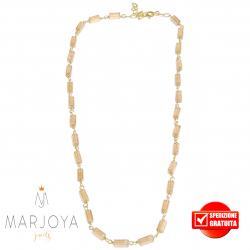 Collana girocollo stile rosario con baguette di swarovski beige e argento 925 dorato