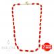 Collana girocollo stile rosario con baguette di swarovski rossi e argento 925 dorato