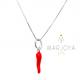 Collana con cornetto piccolo smaltato rosso in argento 925