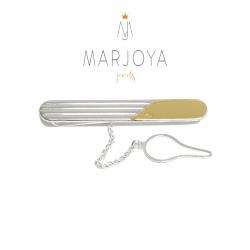 Fermacravatta classic in argento 925 rodiato e dorato