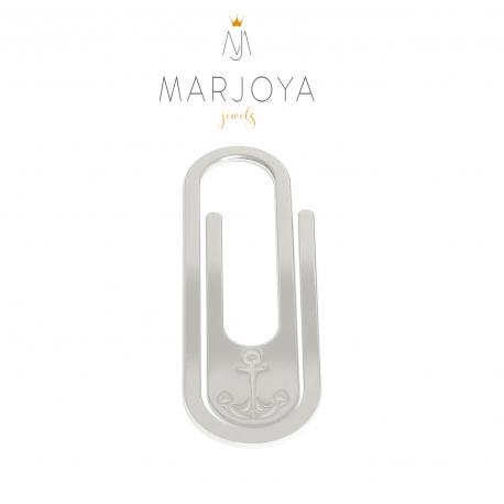 Fermasoldi in argento 925 rodiato con ancora