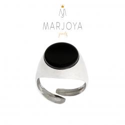 Anello sigillo con onice in argento 925, uomo, donna