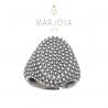 Anello con borchie ovale in argento 925 brunito, sigillo puntinato, unisex