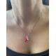 Collana con cornetto smaltato rosso e quadrifoglio in argento 925