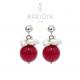 Orecchini pendenti con quarzo bordeaux,perle e argento 925