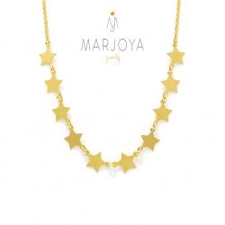 Collana con stelle 10 in argento 925 dorato,donna