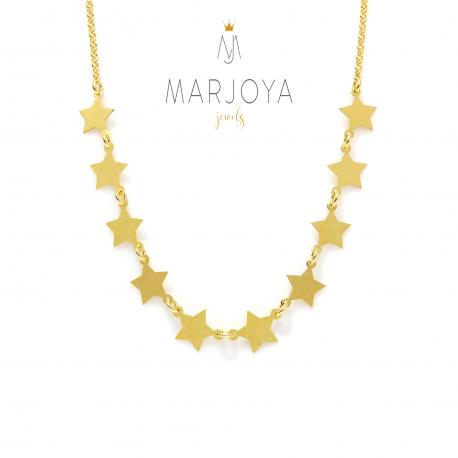 Collana con stelle 10 in argento 925 dorato,donna