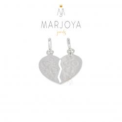 Ciondolo cuore con cuori incisi in argento 925, da spezzare
