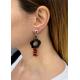 orecchini in argento 925 rodiato con onice e corallo naturale