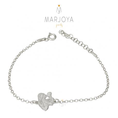Bracciale maternità con mamma e figlio in argento 925, regolabile