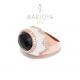 Anello spicchi con agata bianca, onice nero e zirconi in argento 925 rosè