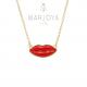 Collana labbra in pasta di corallo e argento 925 dorato