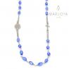Rosario in argento 925,collana girocollo con barilotti swarovski blu elettrico boreale