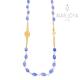 Rosario in argento 925 dorato,collana girocollo con barilotti swarovski blu elettrico boreale
