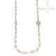 Rosario in argento 925,collana girocollo con barilotti swarovski rosa pesca boreale