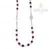 Rosario con swarovski viola metallizzato boreale in argento 925 collana girocollo, cubetti