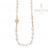 Rosario con swarovski bianco trasparente boreale in argento 925 rosè collana girocollo