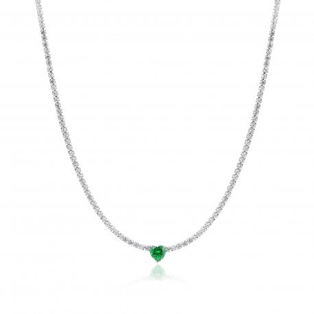 Collana tennis con cuore verde in acciaio ipoallergenico Brand Gioielli