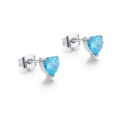 Orecchini lobo cuore azzurro in acciaio ipoallergenico Brand Gioielli