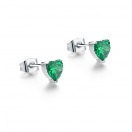 Orecchini lobo cuore verde in acciaio ipoallergenico Brand Gioielli
