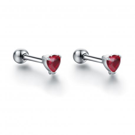 Orecchini piercing cuore rosso in acciaio ipoallergenico Brand Gioielli