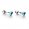 Orecchini piercing cuore azzurro in acciaio ipoallergenico Brand Gioielli
