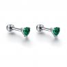 Orecchini piercing cuore verde in acciaio ipoallergenico Brand Gioielli