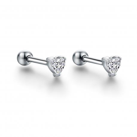 Orecchini piercing cuore bianco in acciaio ipoallergenico Brand Gioielli