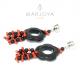 orecchini in argento 925 rodiato con onice e corallo naturale